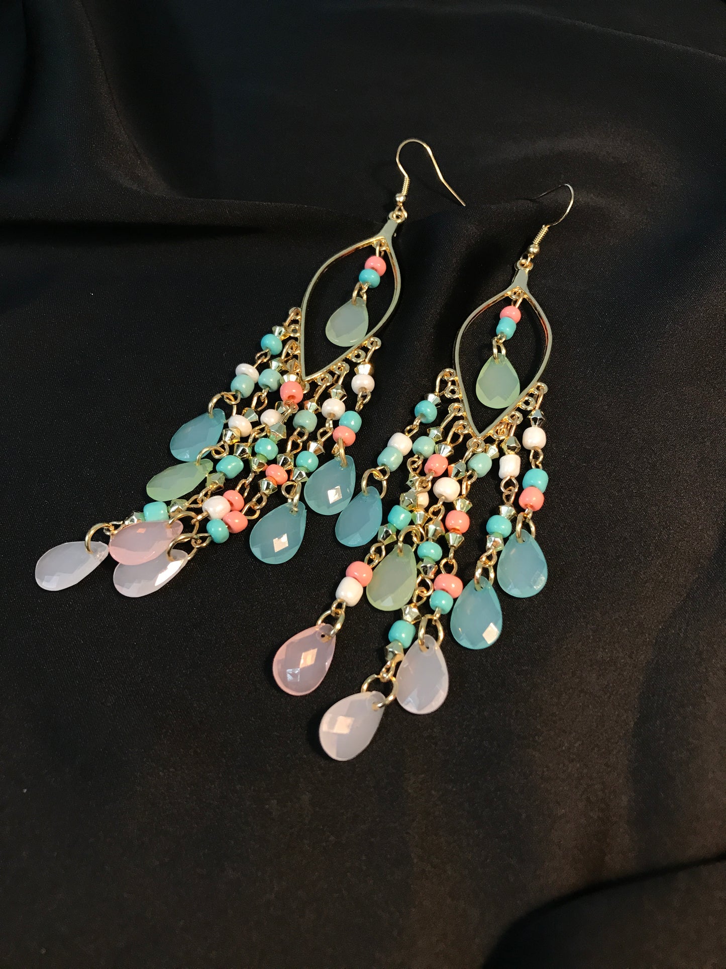 Sky paste beads long jhumka