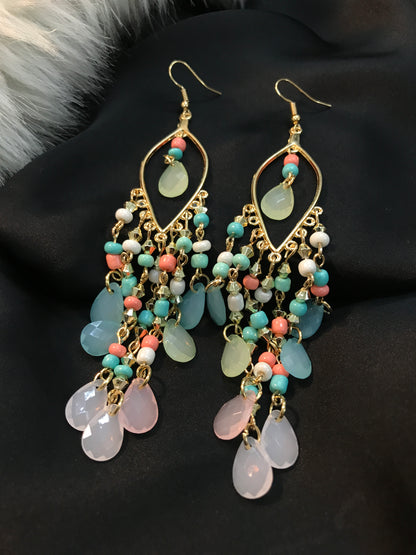 Sky paste beads long jhumka