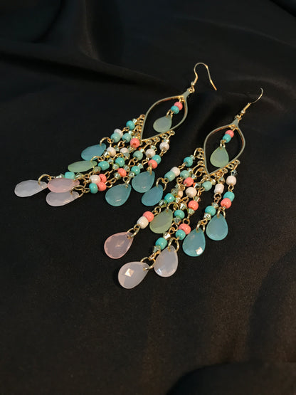 Sky paste beads long jhumka