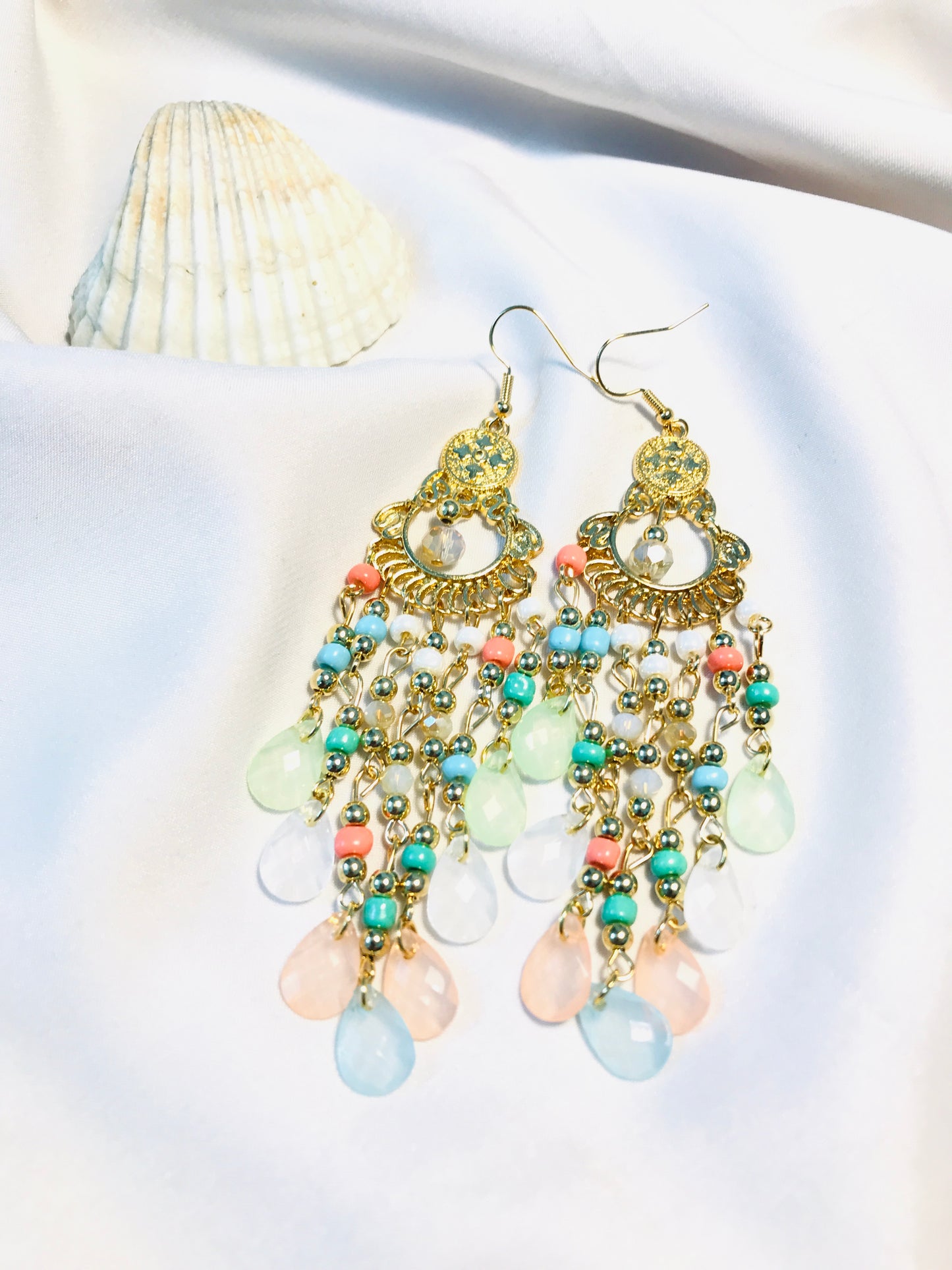 Pinky Pasty beads long jhumka