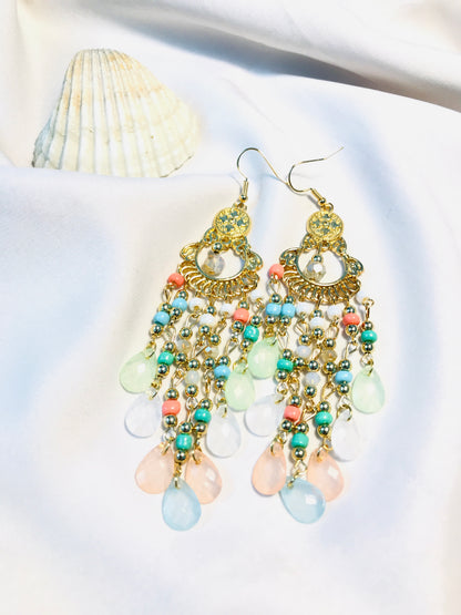 Pinky Pasty beads long jhumka