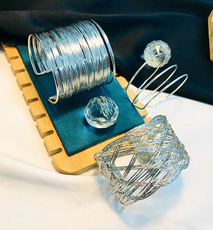 Silver boho metal bracelet