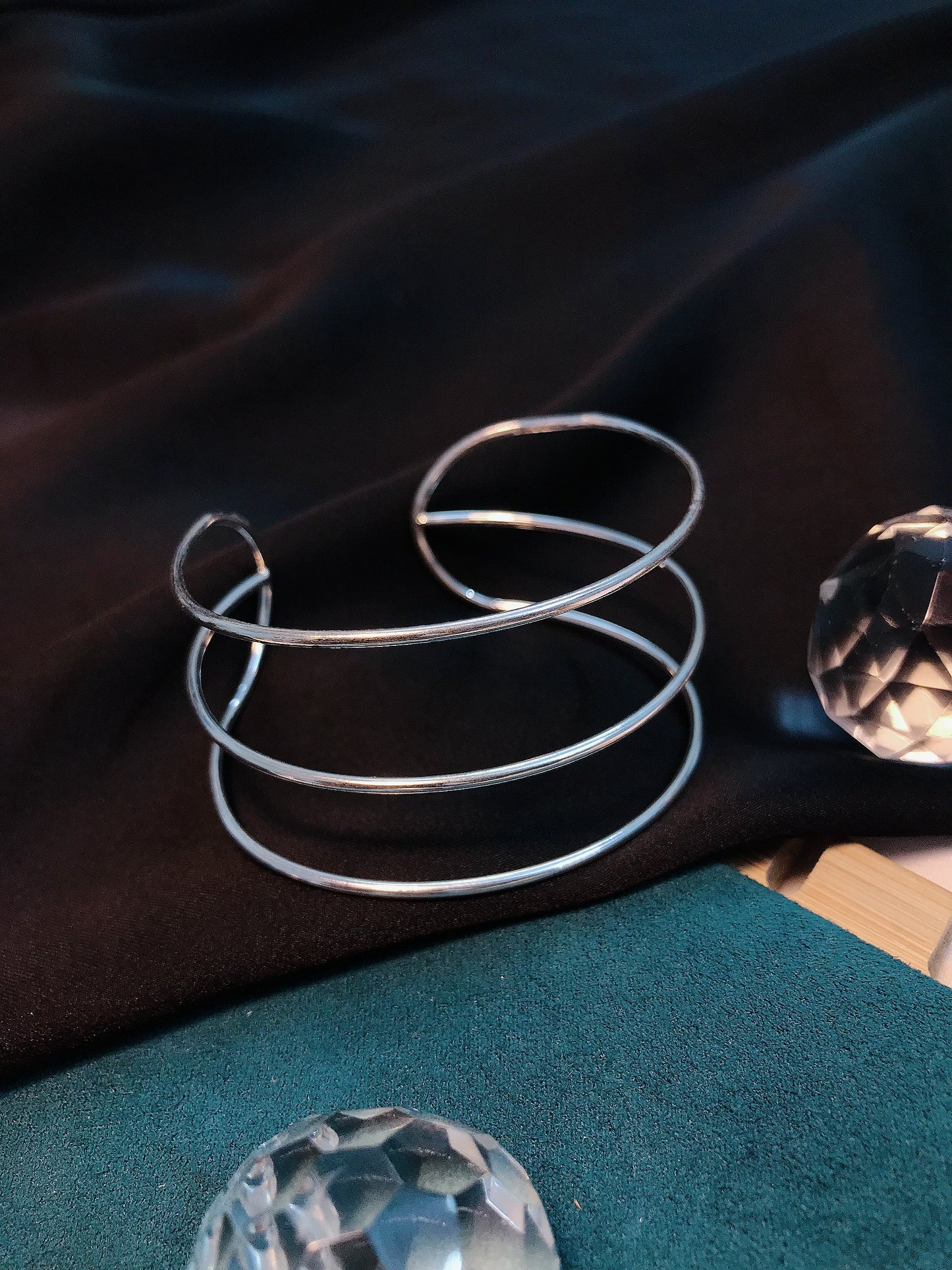 Silver boho metal bracelet