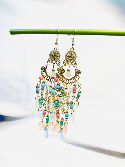 Pinky Pasty beads long jhumka