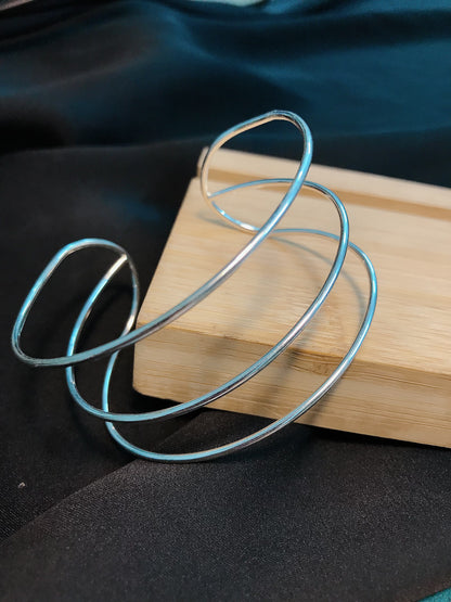 Silver boho metal bracelet