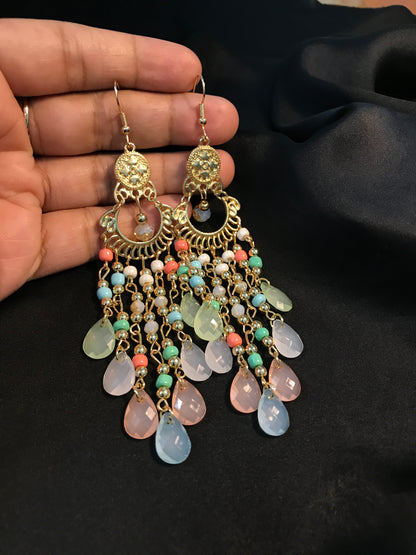 Pinky Pasty beads long jhumka
