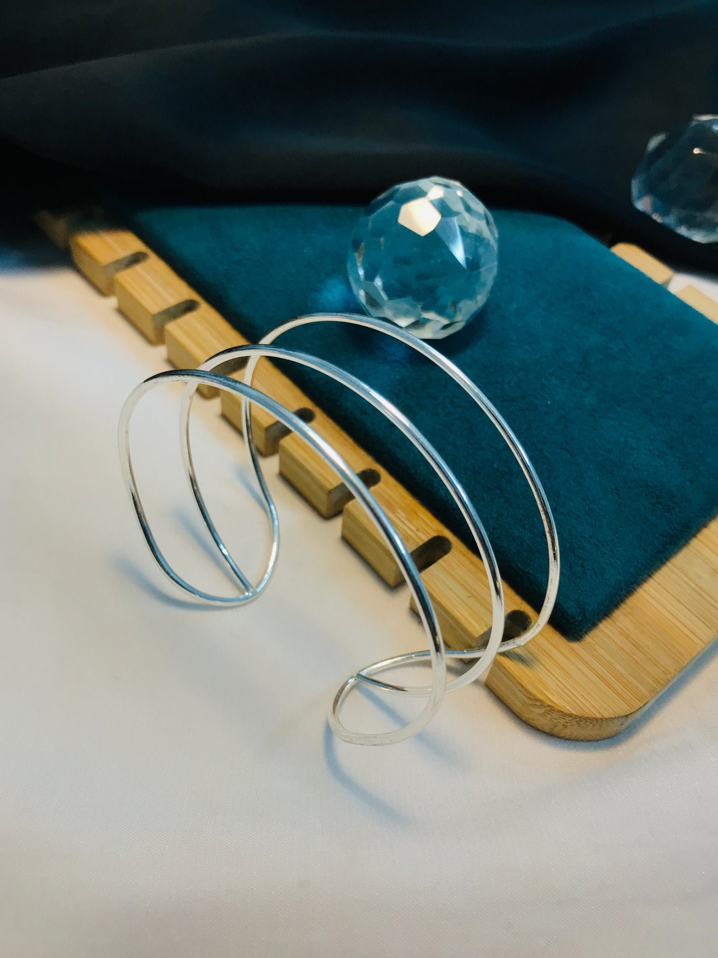 Silver boho metal bracelet