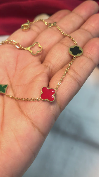 Clovar Red Green Chain Titanium Bracelet