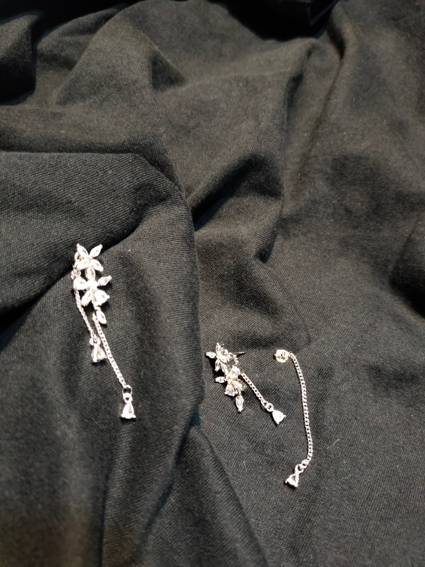 Silver Floral Chain Earring