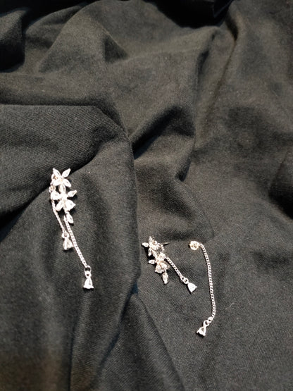 Silver Floral Chain Earring
