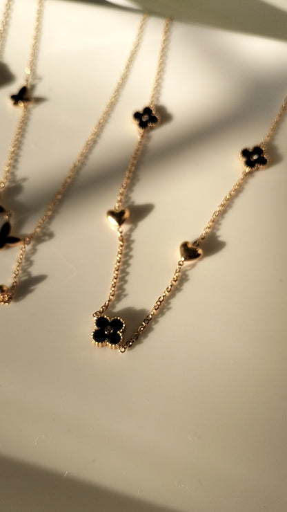 Clovar heart long chain necklace