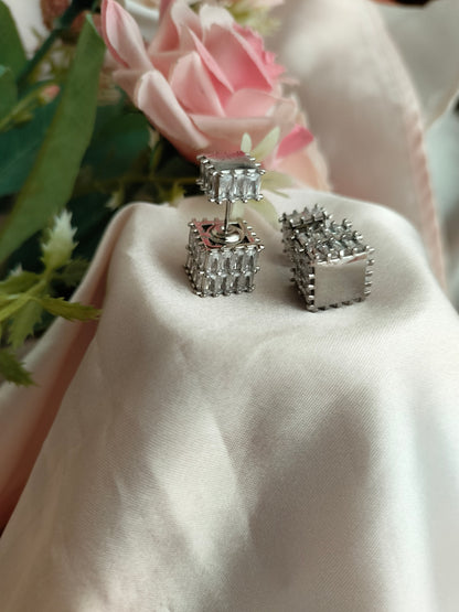 Block crystal earrings
