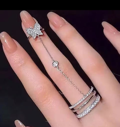 Butterfly Chain Finger Ring