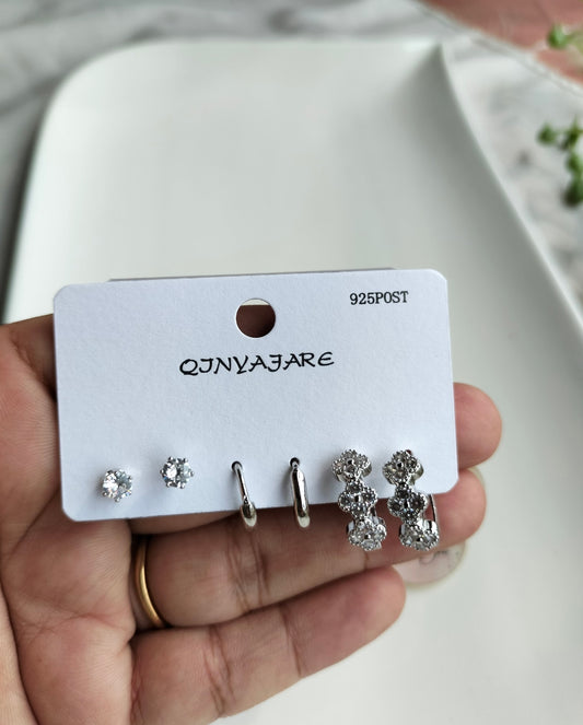 Leaf silver Stud Set