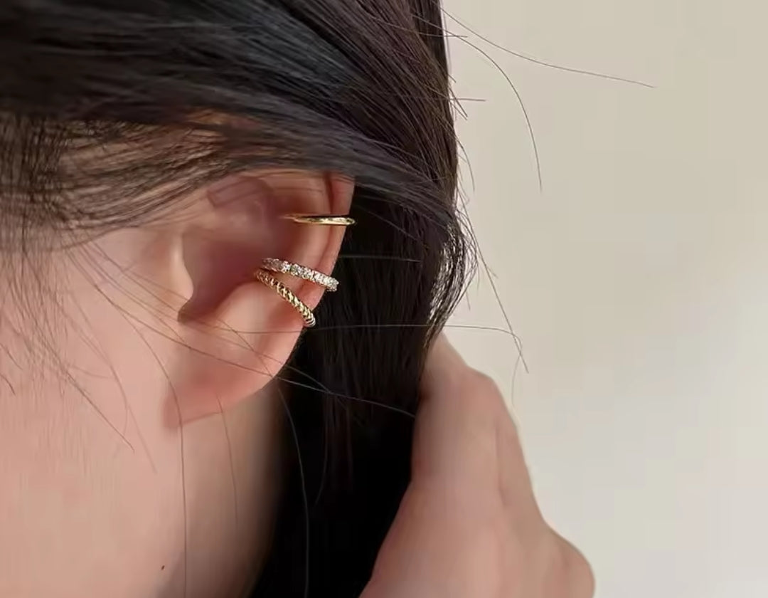 Spiral golden Ear Cuff Set