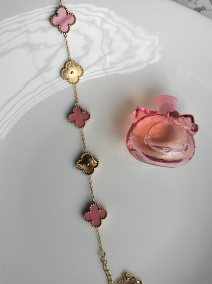 Pink clovar chain bracelet