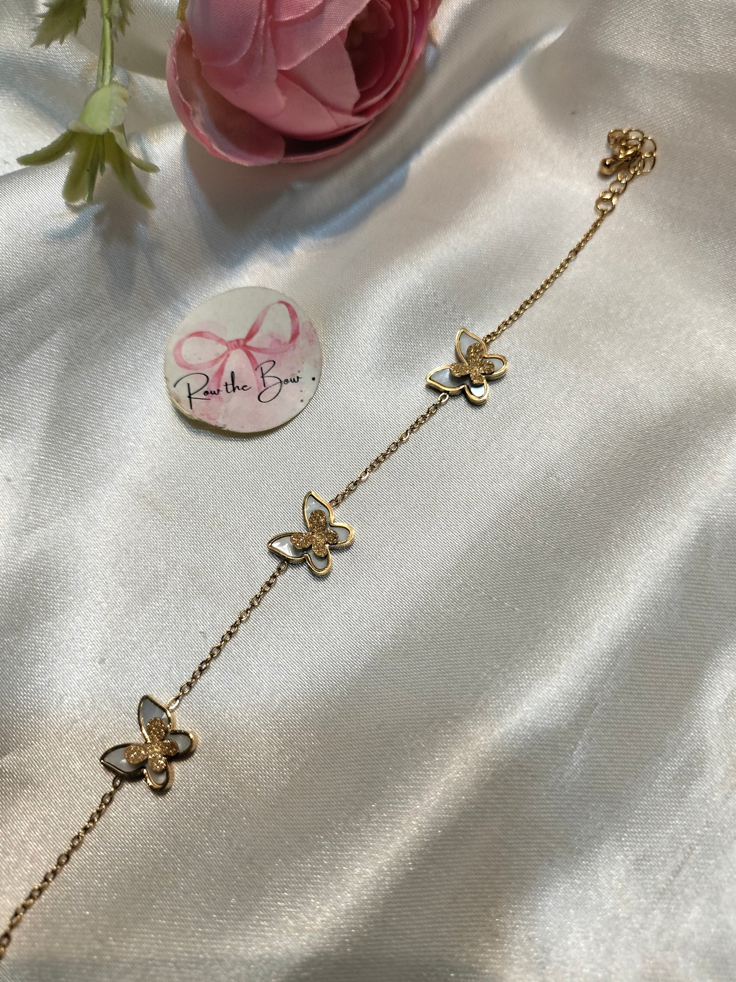 Butterfly emerald chain bracelet