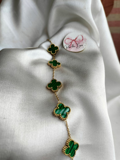 Green Clovar titanium chain bracelet