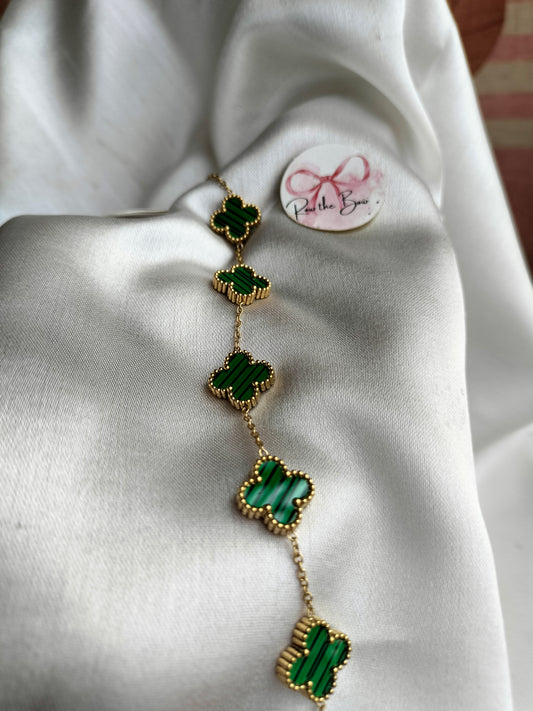 Green Clovar titanium chain bracelet