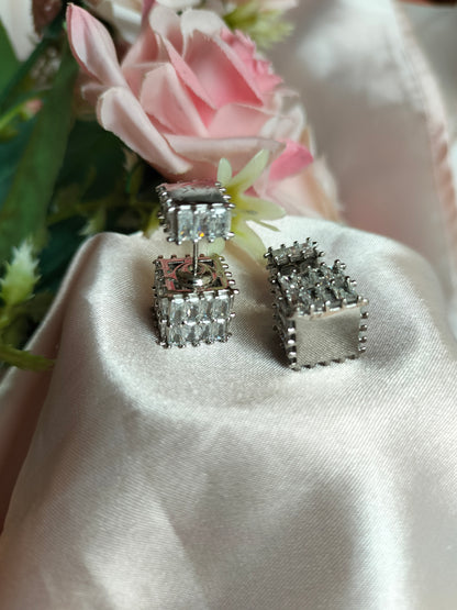 Block crystal earrings