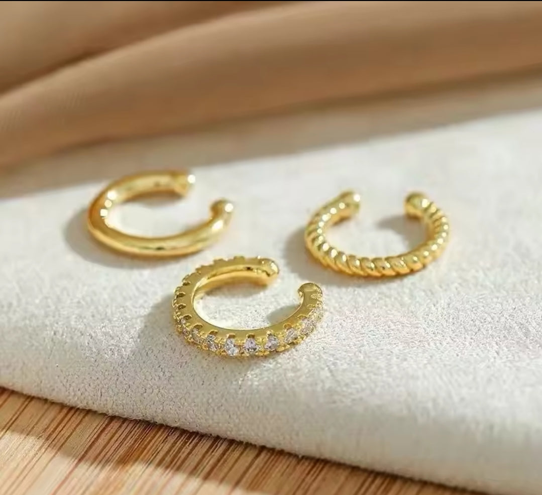 Spiral golden Ear Cuff Set