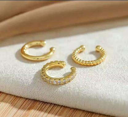 Spiral golden Ear Cuff Set