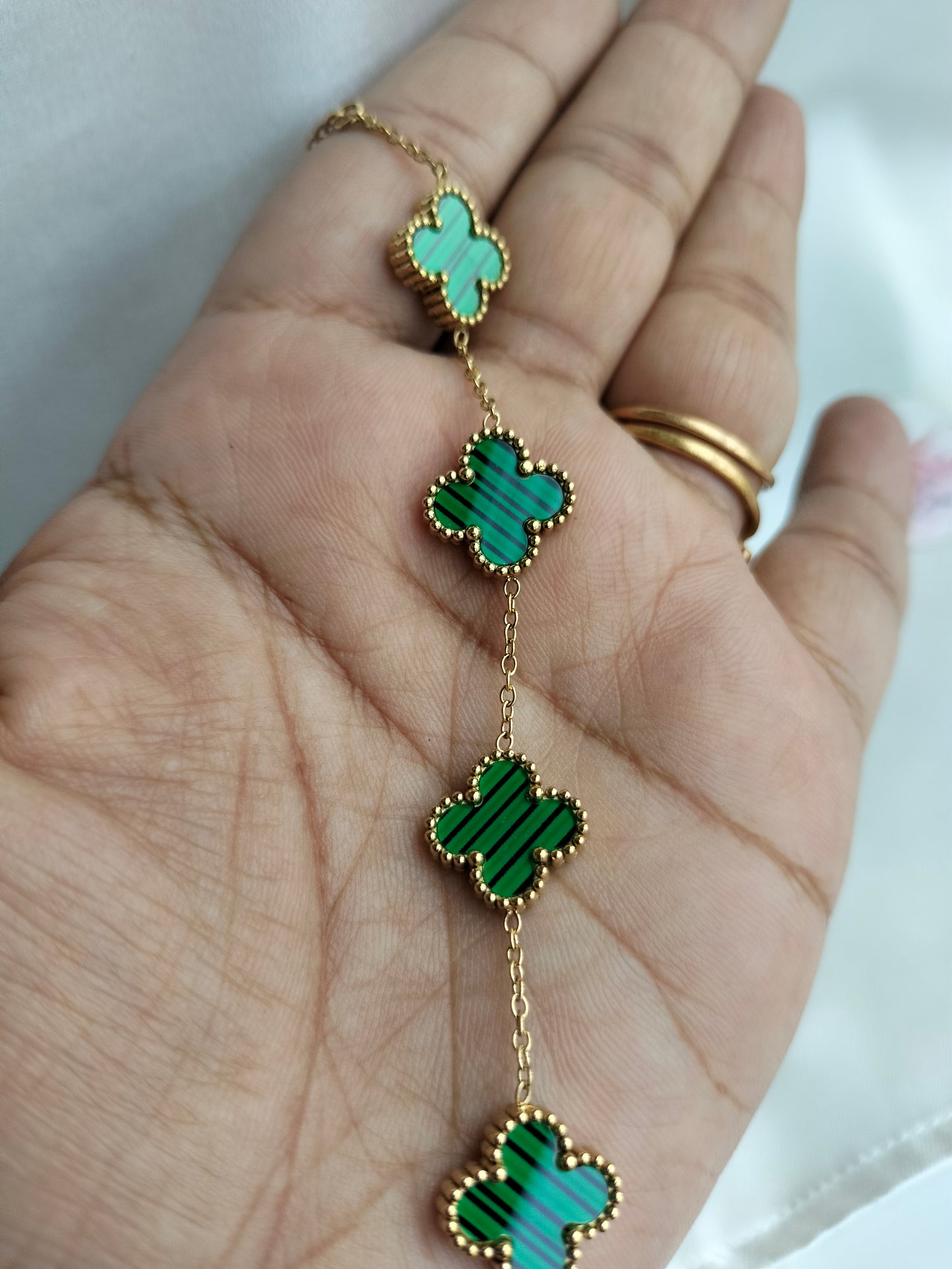 Green Clovar titanium chain bracelet