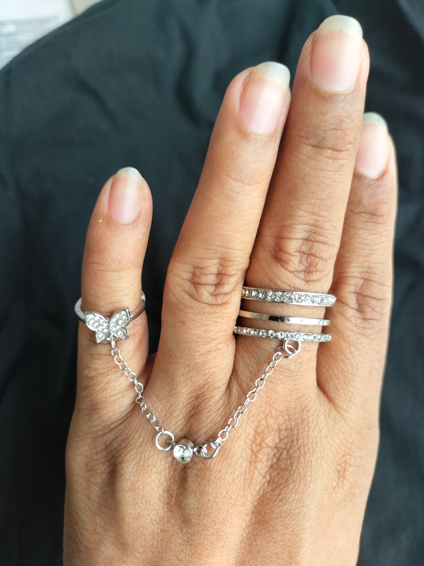 Butterfly Chain Finger Ring