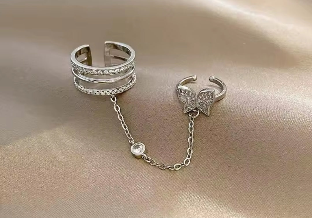 Butterfly Chain Finger Ring