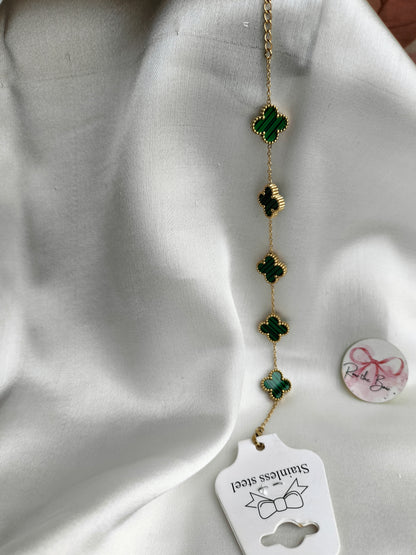 Green Clovar titanium chain bracelet