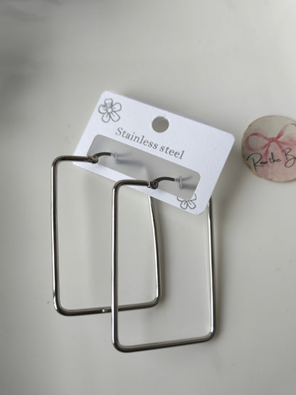 Silver square hoop