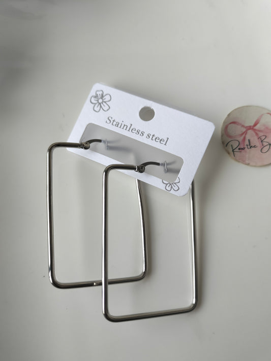 Silver square hoop
