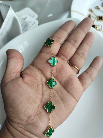 Green Clovar titanium chain bracelet