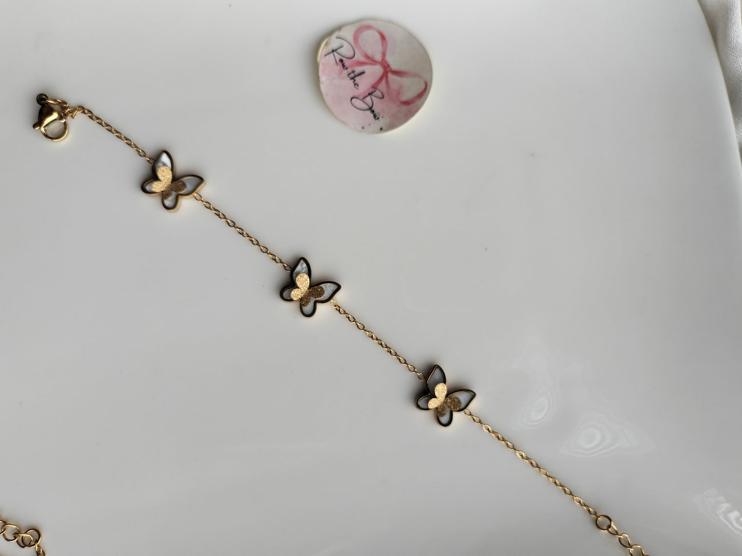 Butterfly emerald chain bracelet