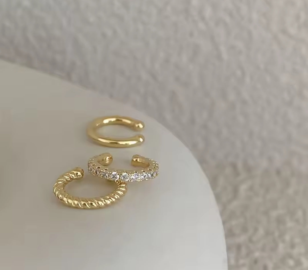 Spiral golden Ear Cuff Set