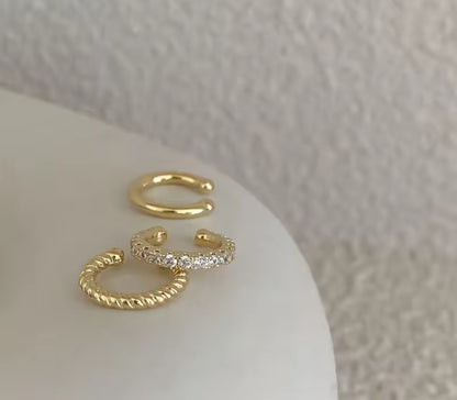 Spiral golden Ear Cuff Set