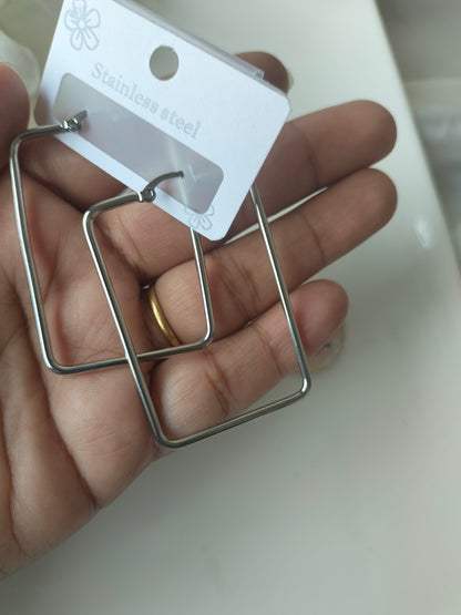 Silver square hoop