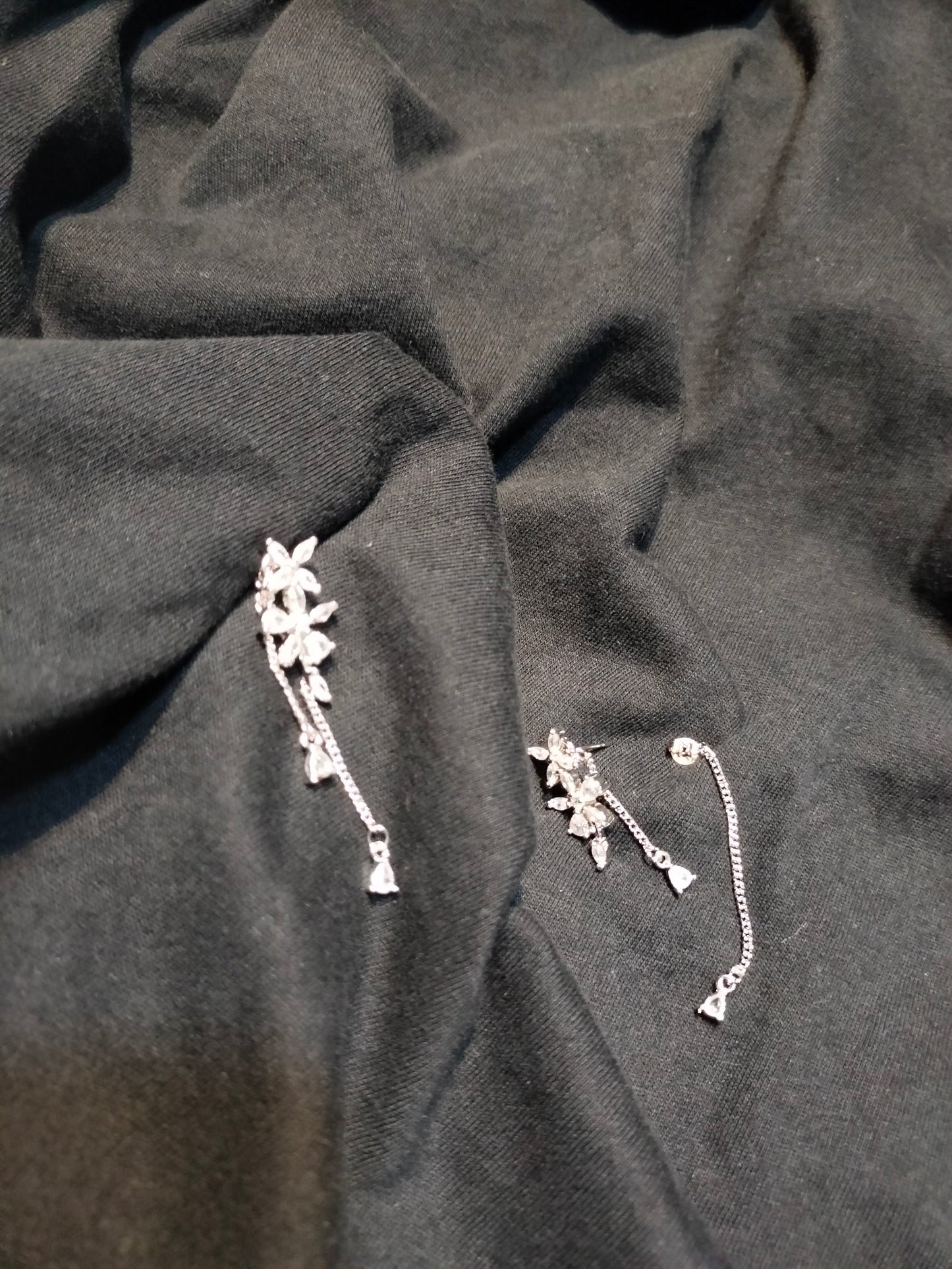 Silver Floral Chain Earring