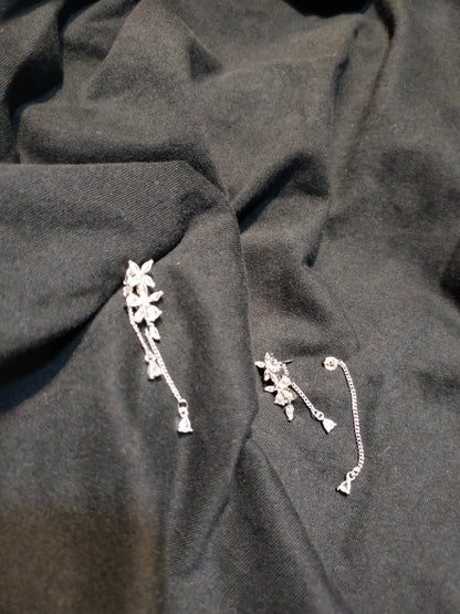 Silver Floral Chain Earring