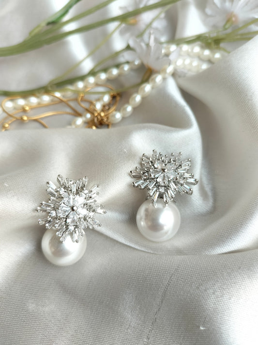Zirconium Fashion Pearl Earring(Silver)