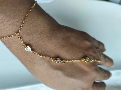 Aliban heart Ring Chain Bracelet-02