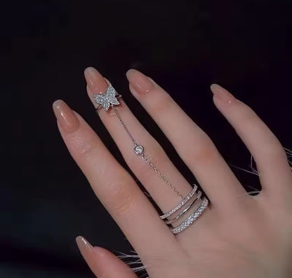 Butterfly Chain Finger Ring