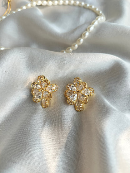 Golden Floral Zircon Earring