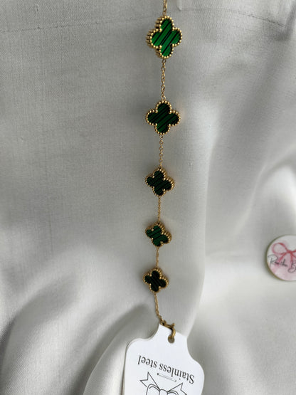 Green Clovar titanium chain bracelet