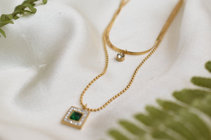 Layer Square green Pendant