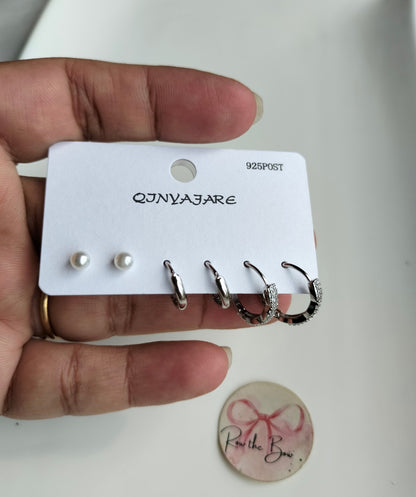 Pearly Stud Set Silver