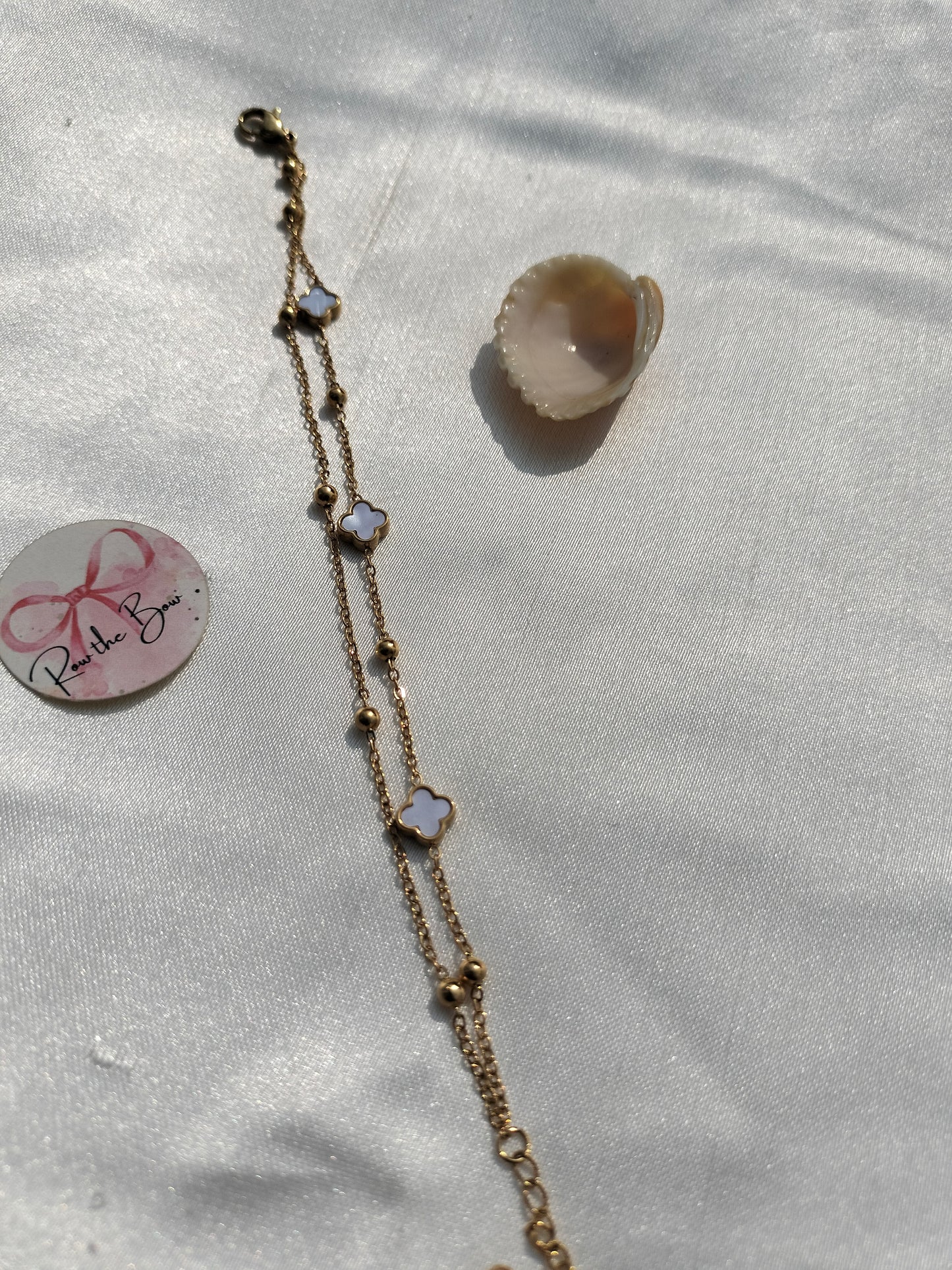 Double chain white mini clovar bracelet