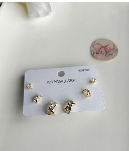Crystal Stud Set Golden