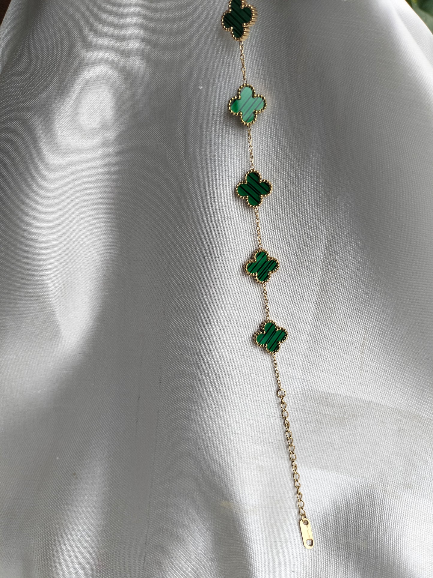 Green Clovar titanium chain bracelet