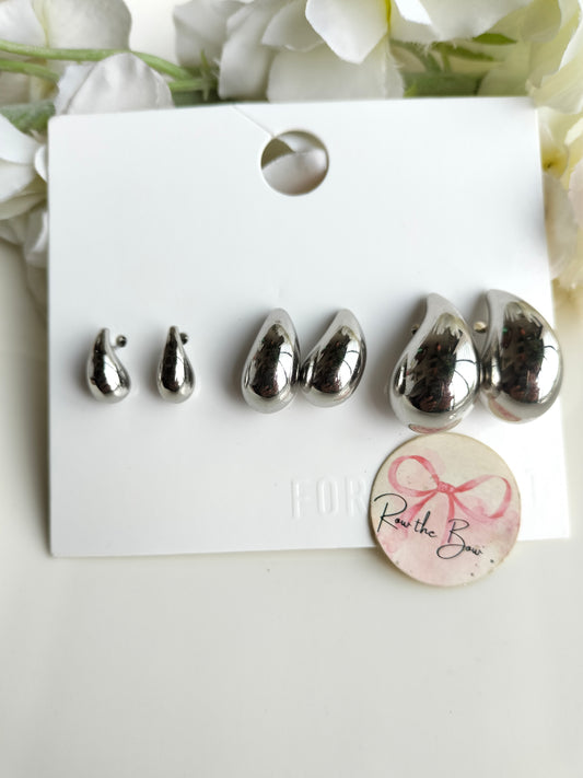 Drop Earring Set Silver